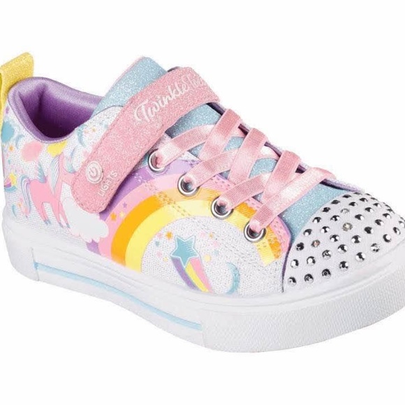BRAND NEW girl skechers unicorn velcro lightup toes shoes size 2.5Y - Picture 1 of 8
